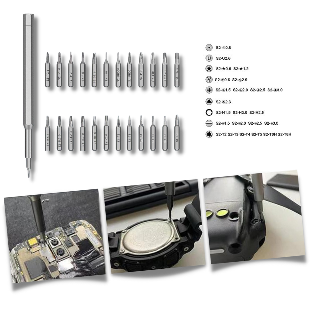 Juego de destornilladores de precisión 24 en 1
- Ozerty