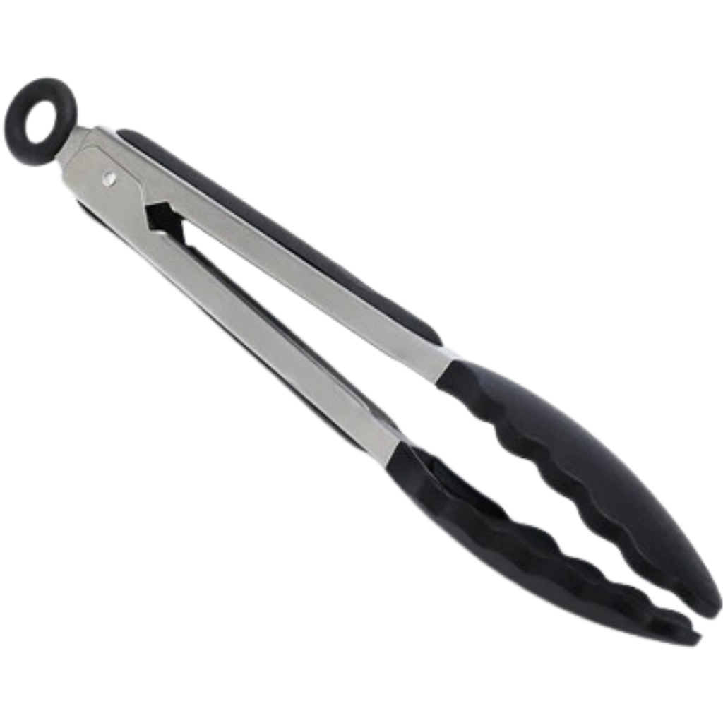 Pinza para barbacoa de acero inoxidable con mango de silicona