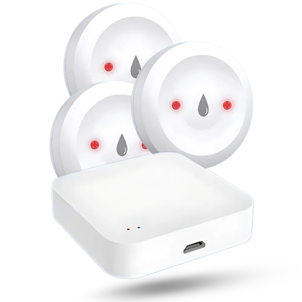 Sensor inalámbrico antigoteo -3 sensores de fugas de agua con base Wi-Fi - Ozerty