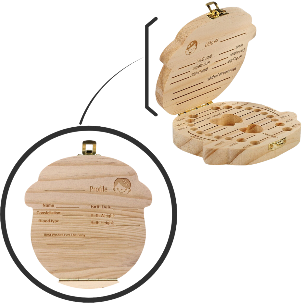 Caja de madera para dientes de bebé