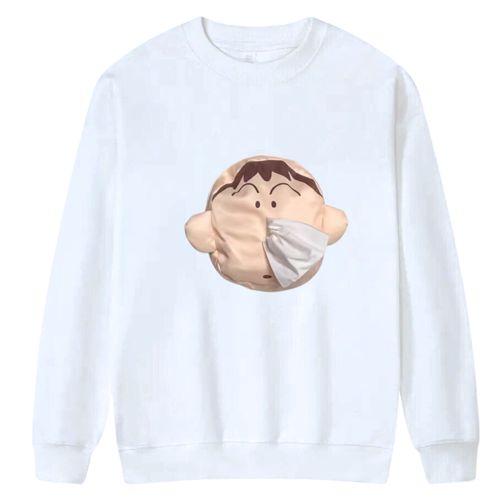 Camiseta de Shin Chan con bolsillo 3D -Sudadera blanca - Ozerty