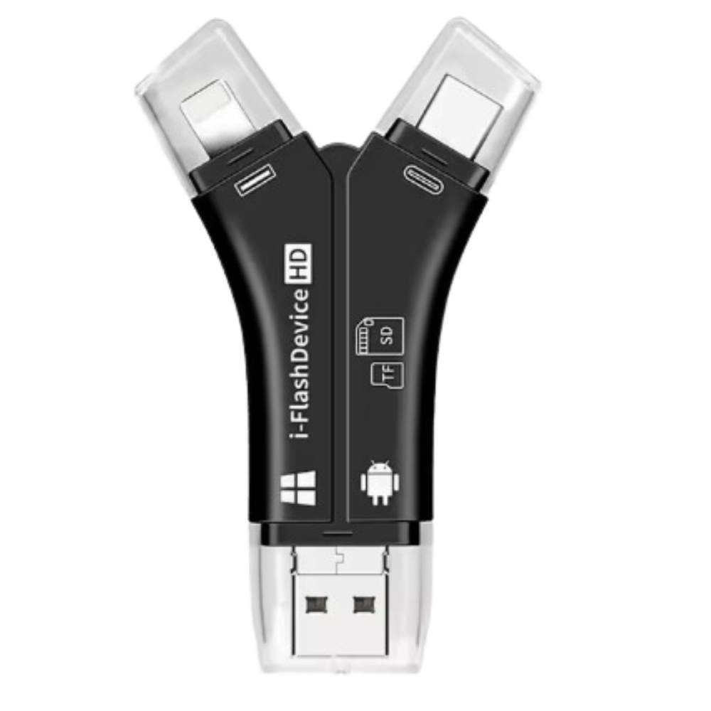 USB 4 en 1 para teléfonos móviles -Negro - Ozerty