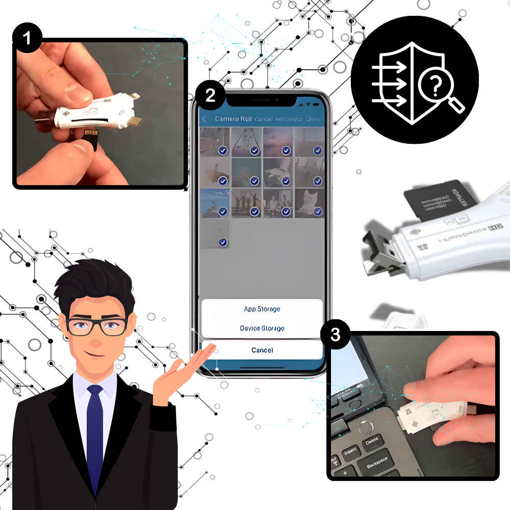 USB 4 en 1 para teléfonos móviles - Ozerty