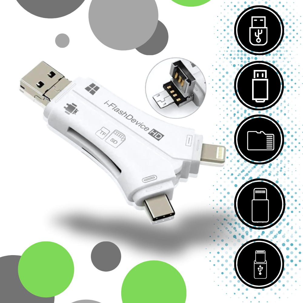 USB 4 en 1 para teléfonos móviles - Ozerty