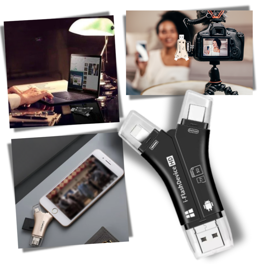 USB 4 en 1 para teléfonos móviles - Ozerty