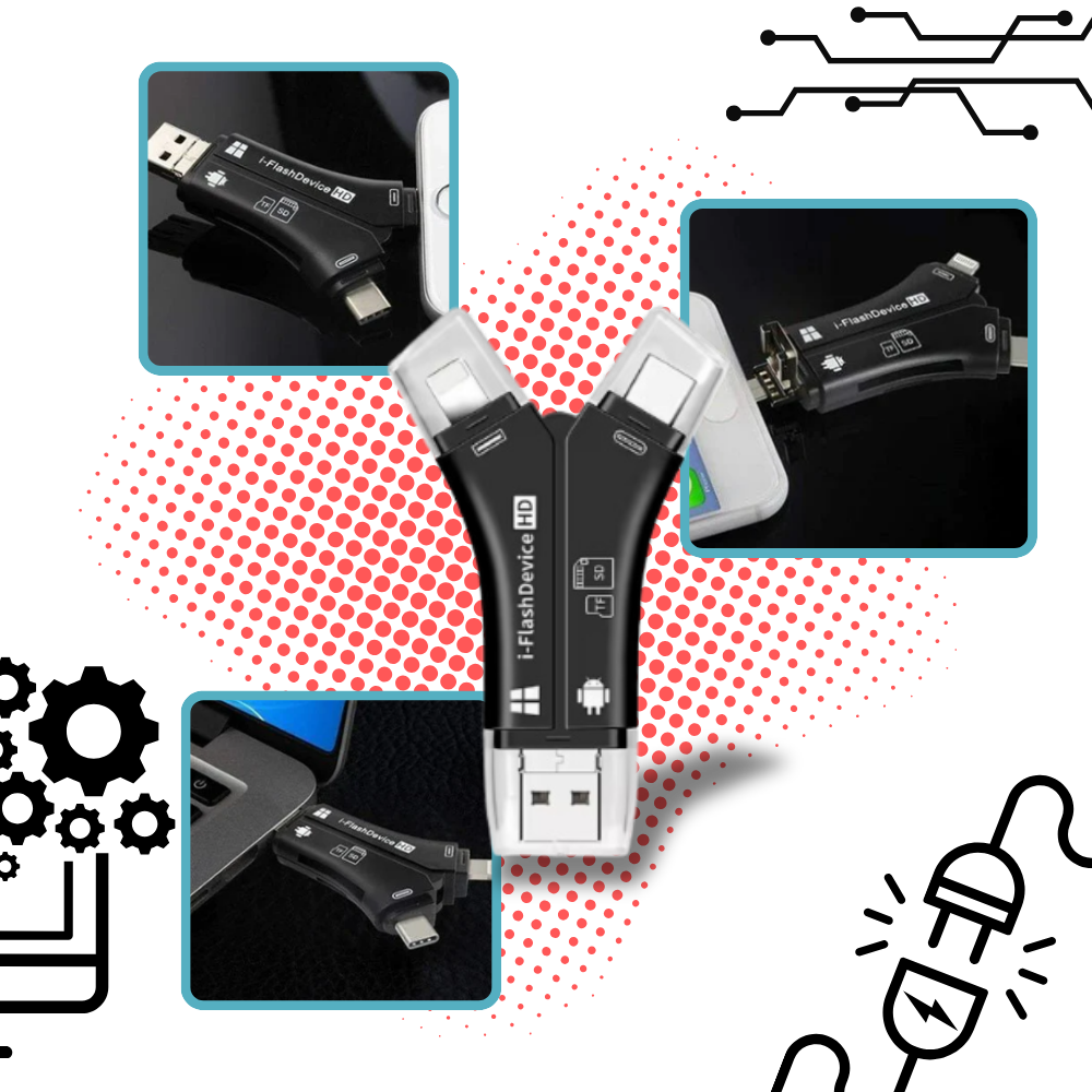 USB 4 en 1 para teléfonos móviles - Ozerty