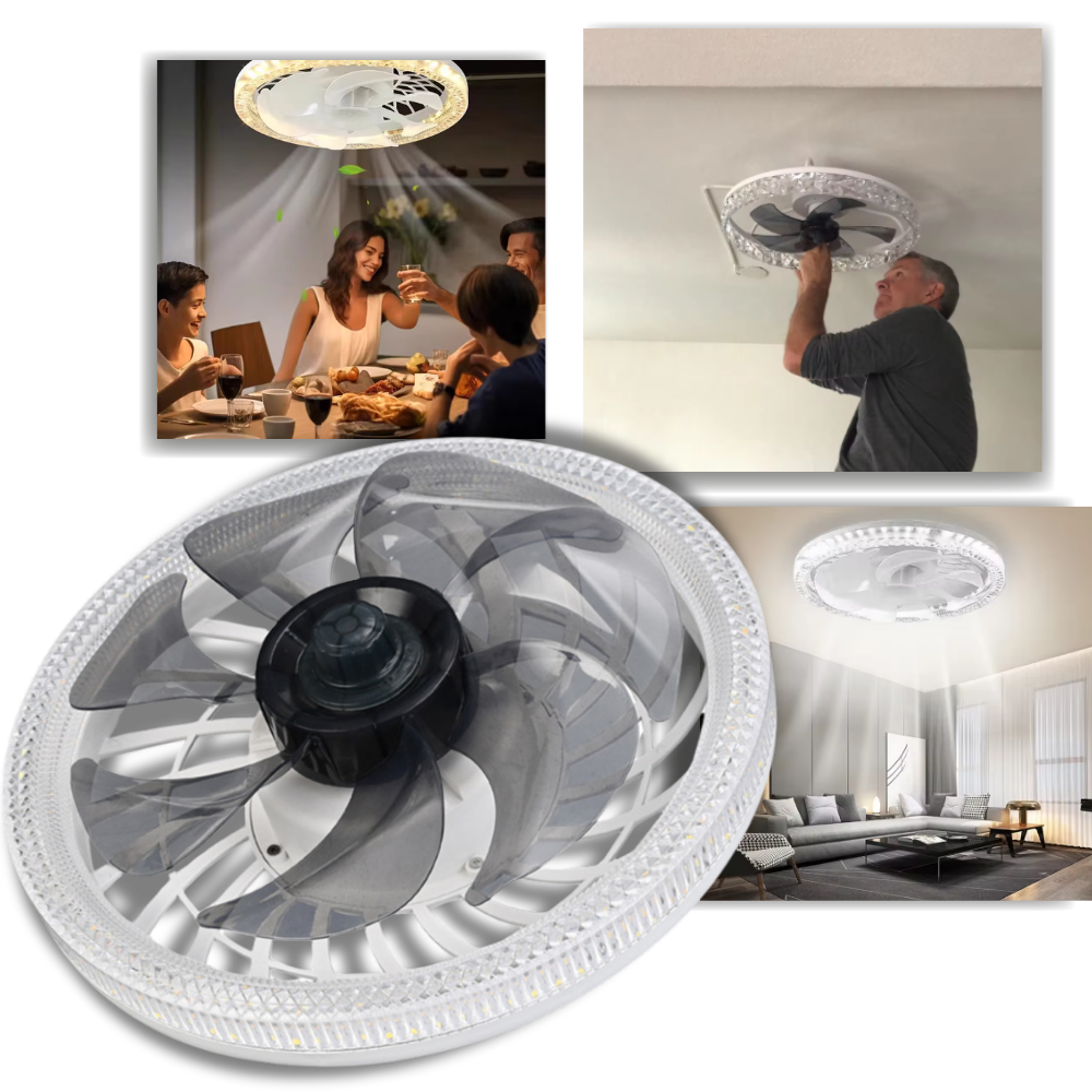 Ventilador de techo con luz y mando a distancia - Ozerty