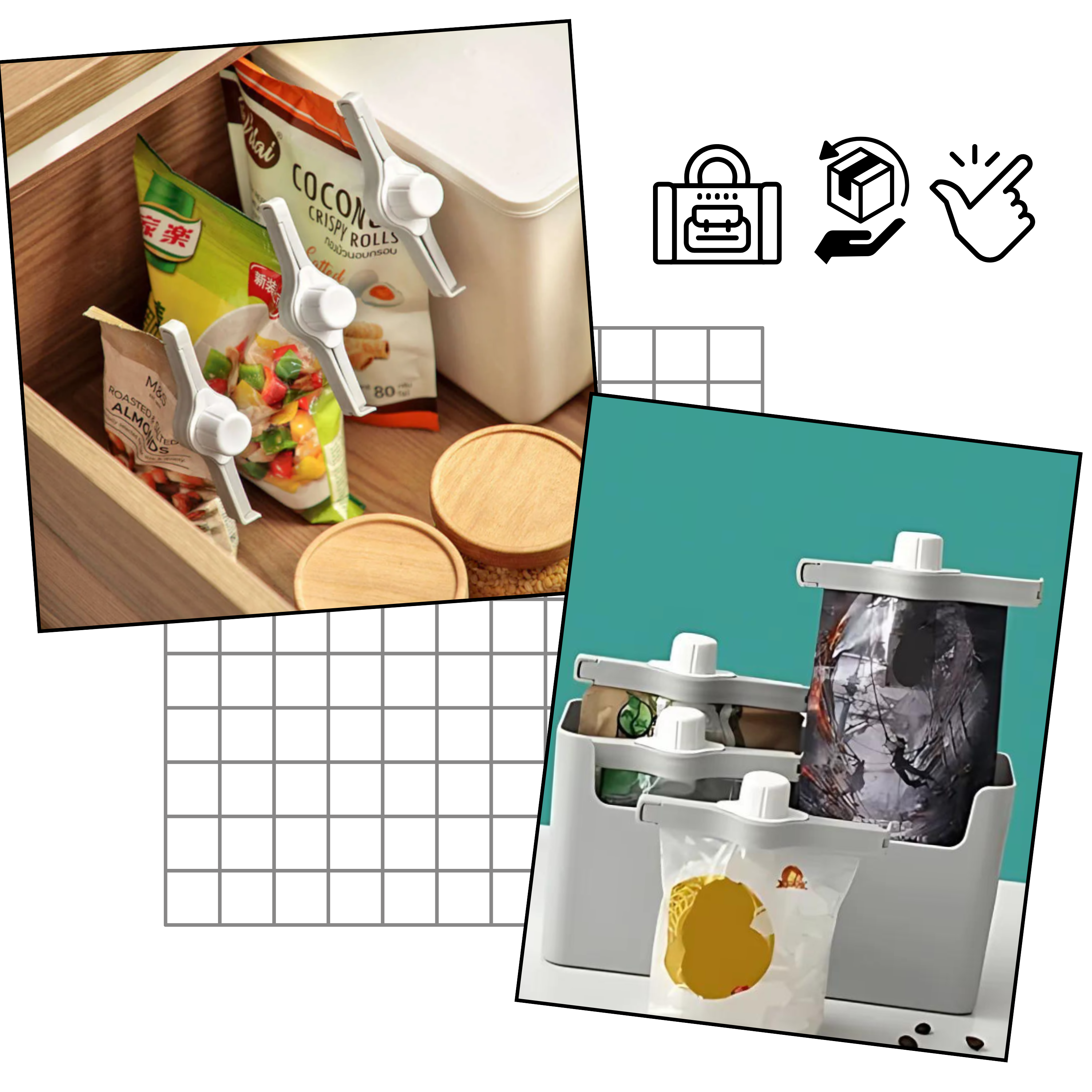 Pinzas herméticas para bolsas de snacks - Ozerty