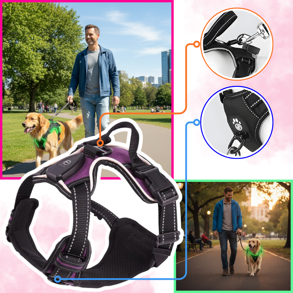 Arnés para perros con luz LED parpadeante - Ozerty