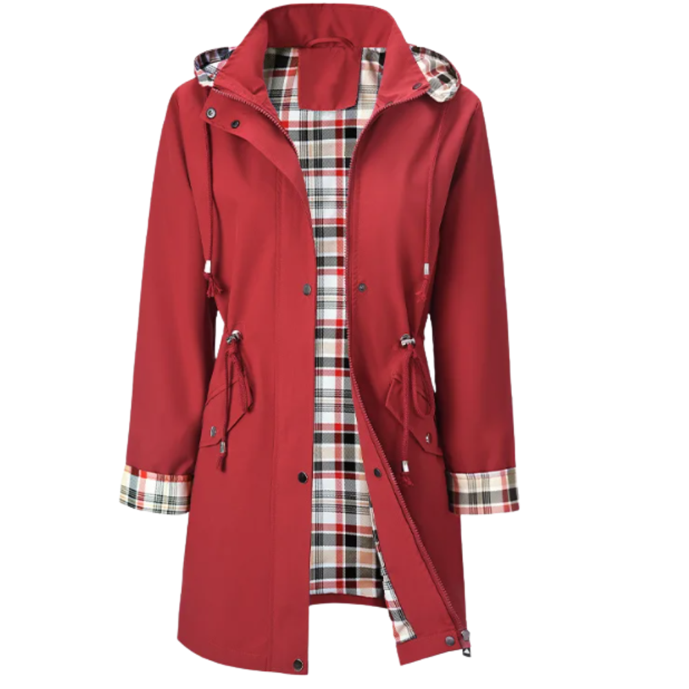 Elegante gabardina impermeable -Rojo - Ozerty