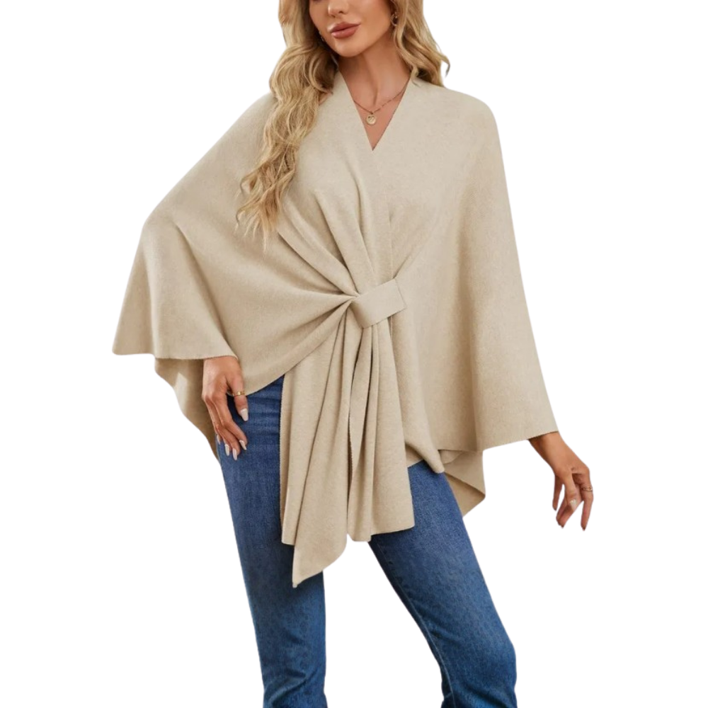 Poncho de punto elegante para mujer -Albaricoque - Ozerty