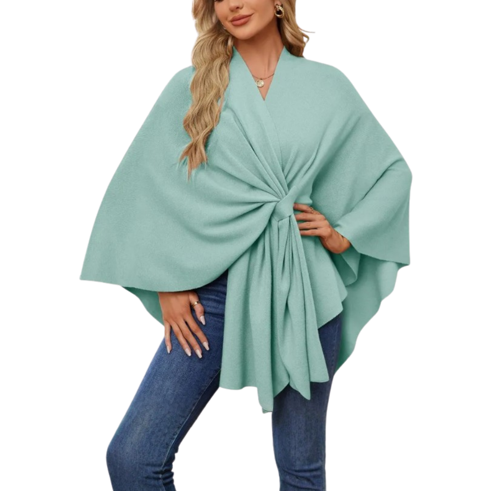 Poncho de punto elegante para mujer -Esmeralda - Ozerty