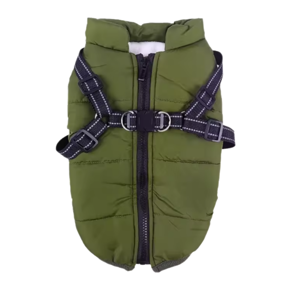 Arnés para perros Cozy Dog con chaqueta de invierno -Verde - Ozerty