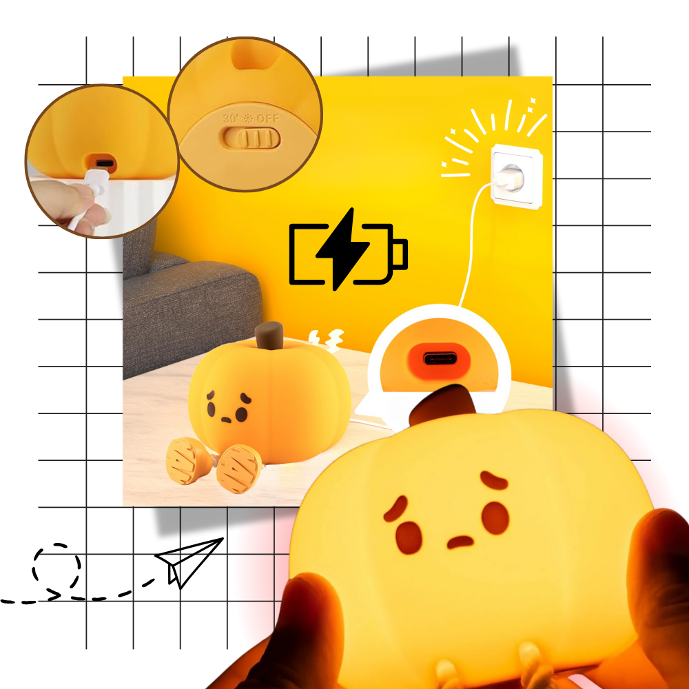 Lámpara nocturna con forma de calabaza triste - Ozerty