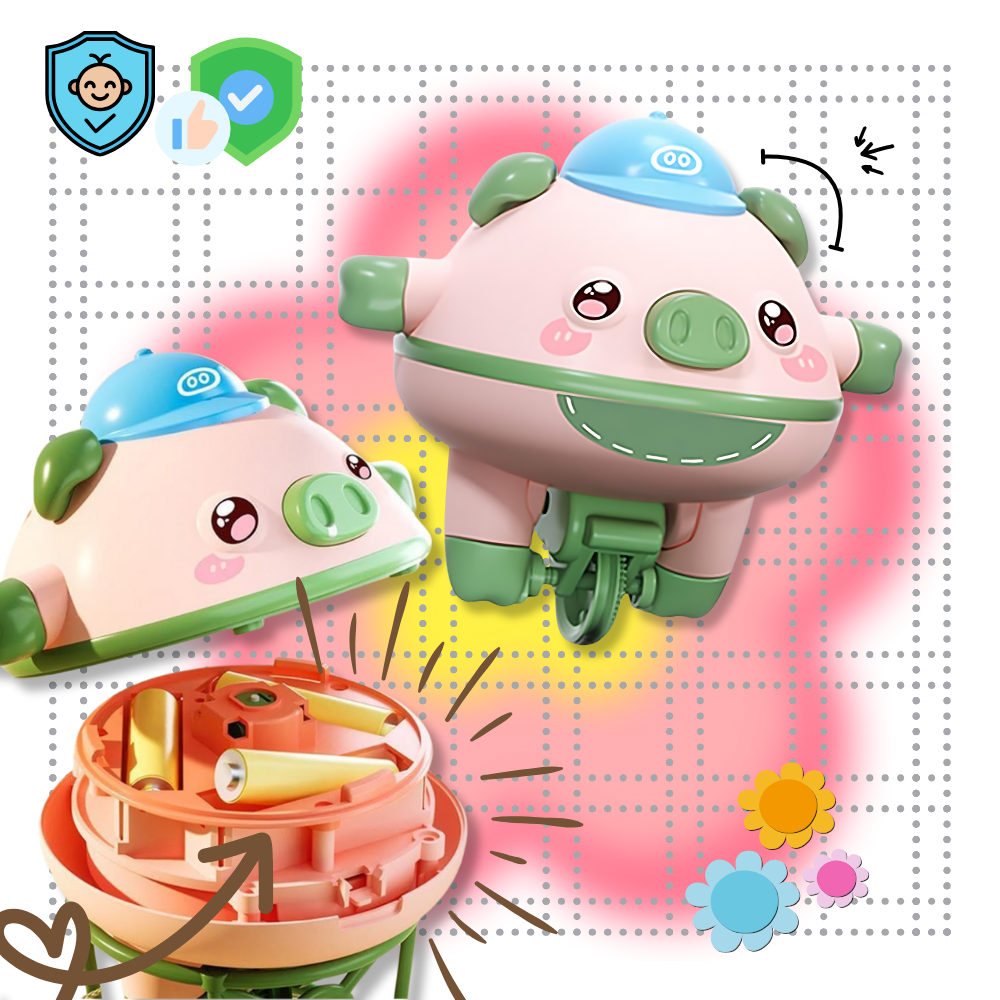 Cerdito en monociclo de juguete - Ozerty