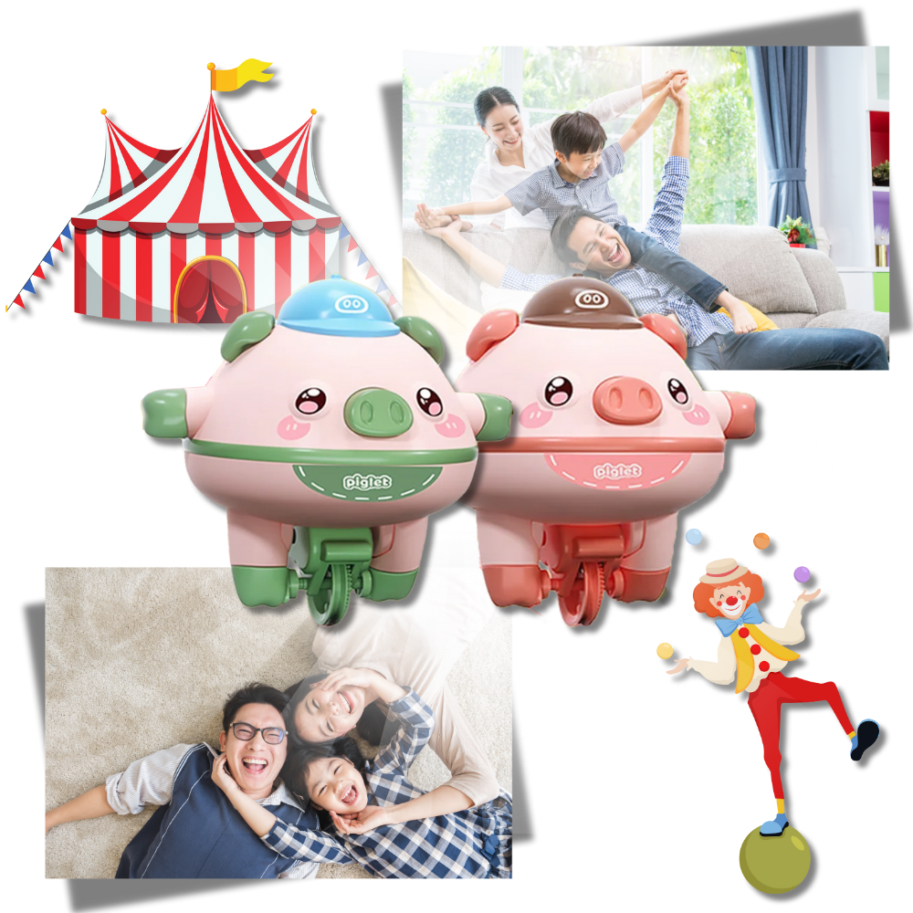 Cerdito en monociclo de juguete - Ozerty