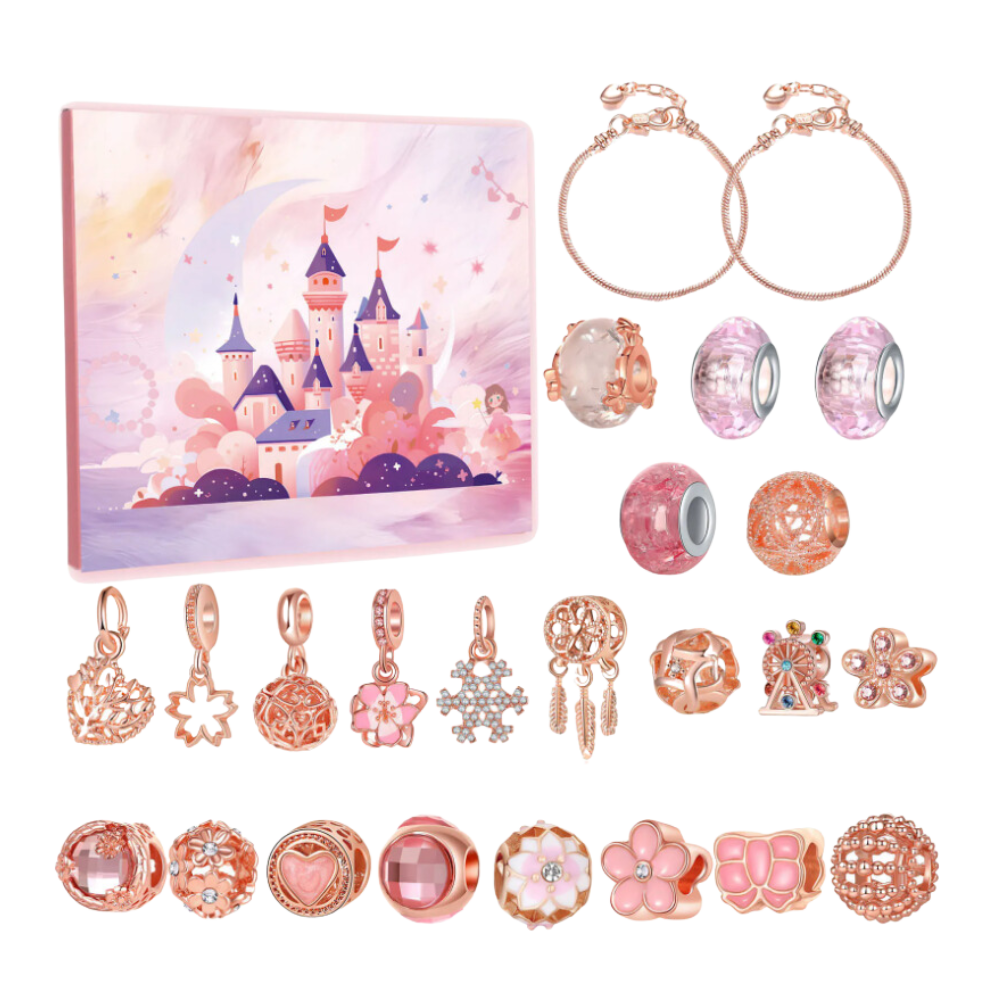 Calendario de Adviento DYI de 24 días con bisutería -Castillo rosa - Ozerty