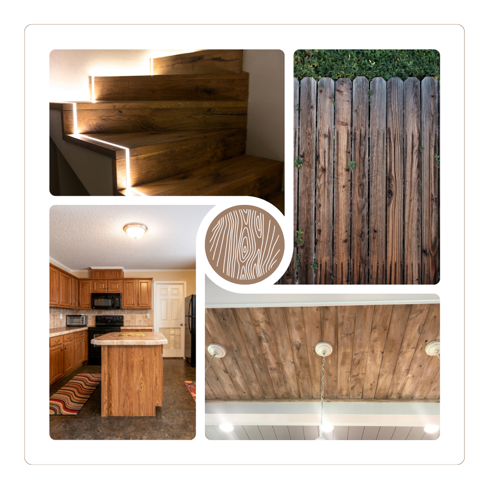 Sello de goma con patrón de vetas de madera
- Ozerty