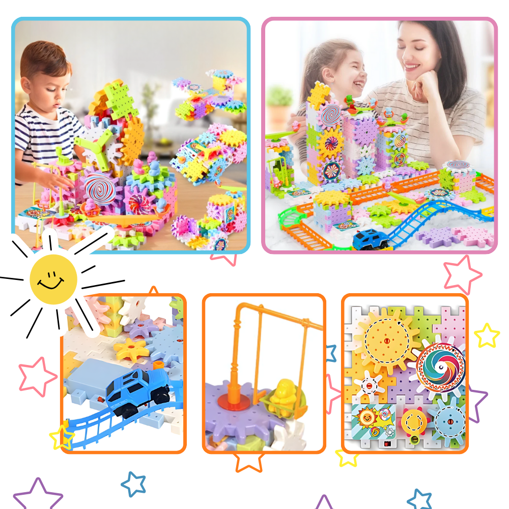 Bloques educativos para construcción de engranajes - Ozerty