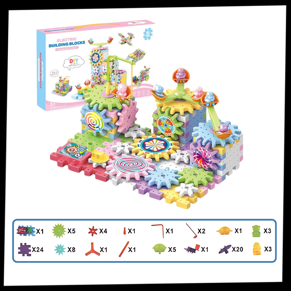 Bloques educativos para construcción de engranajes - Ozerty