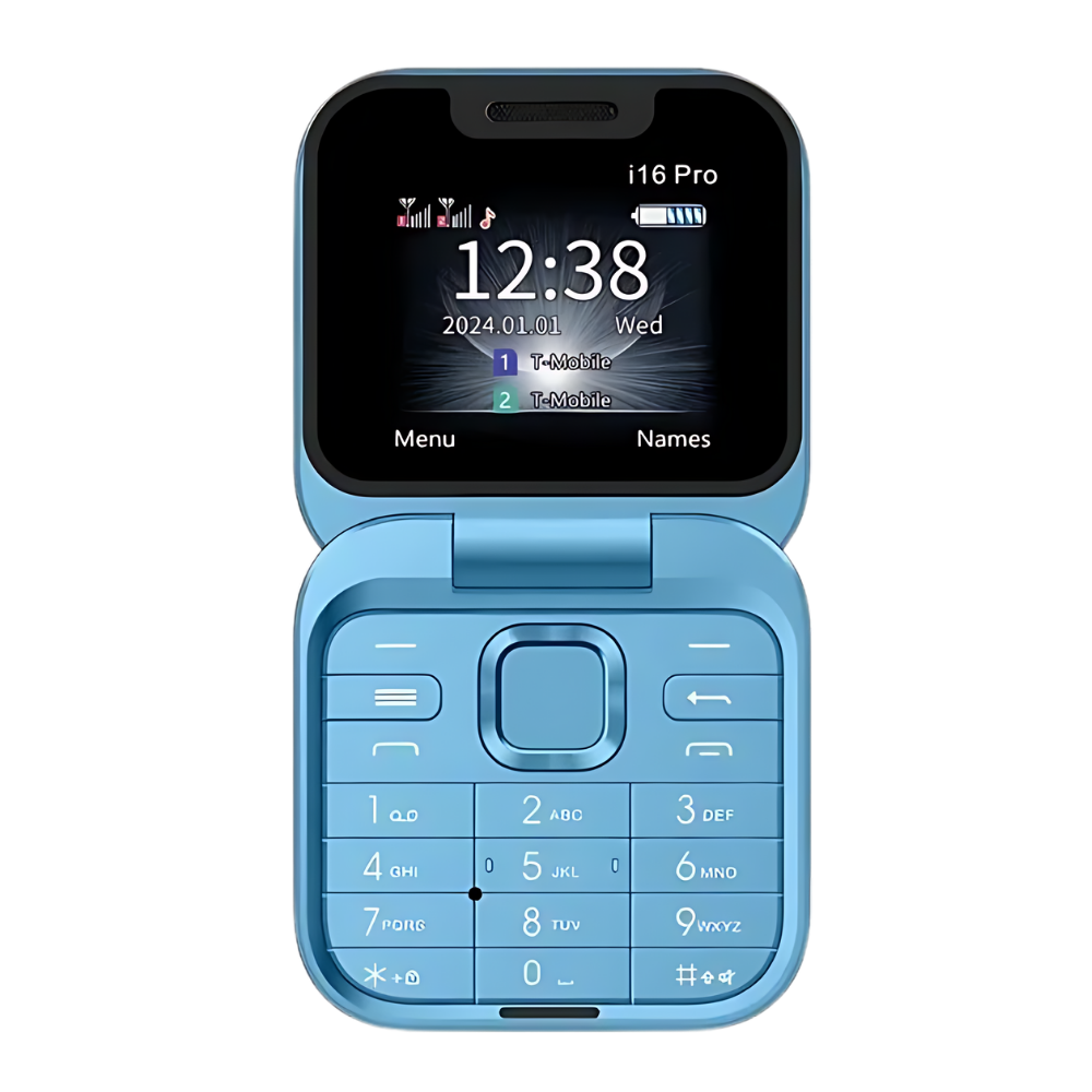 Pequeño móvil plegable de doble SIM
-I16 Pro/Azul - Ozerty