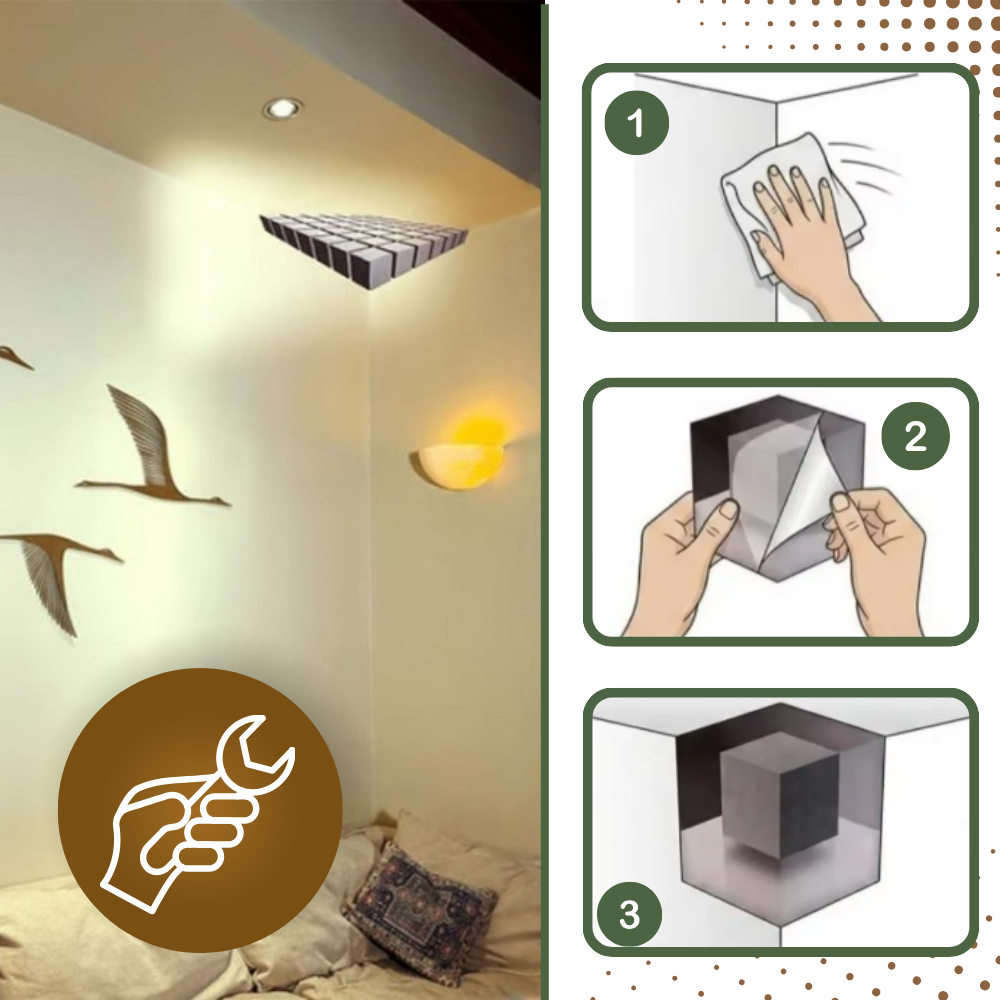 Adhesivo decorativo Easy Stick con ilusión óptica 3D - Ozerty