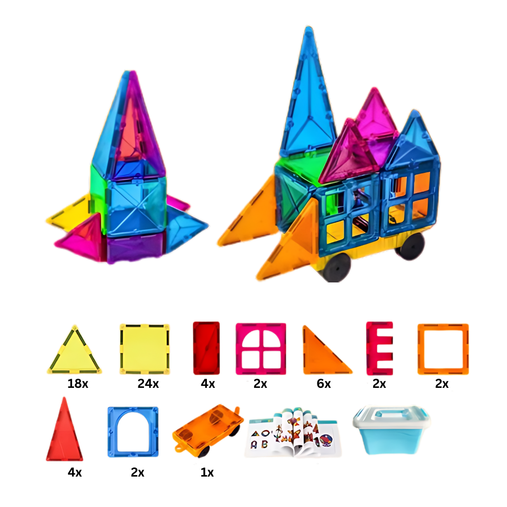 Bloques de construcción magnéticos y educativos -60 unidades con caja - Ozerty