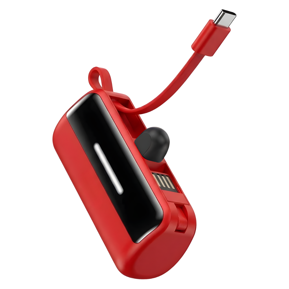 Mini batería externa de pie eficiente y fiable -Rojo - Ozerty
