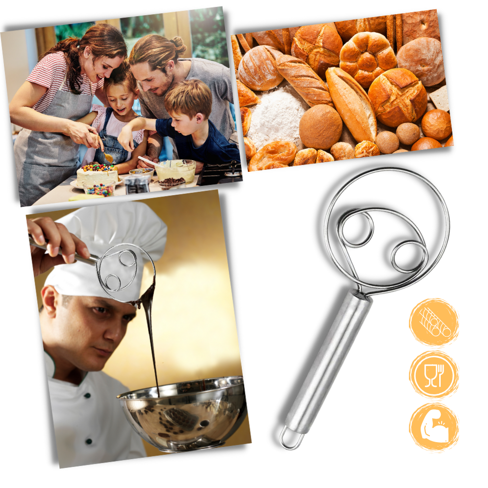Batidor danés para masa de acero inoxidable
- Ozerty