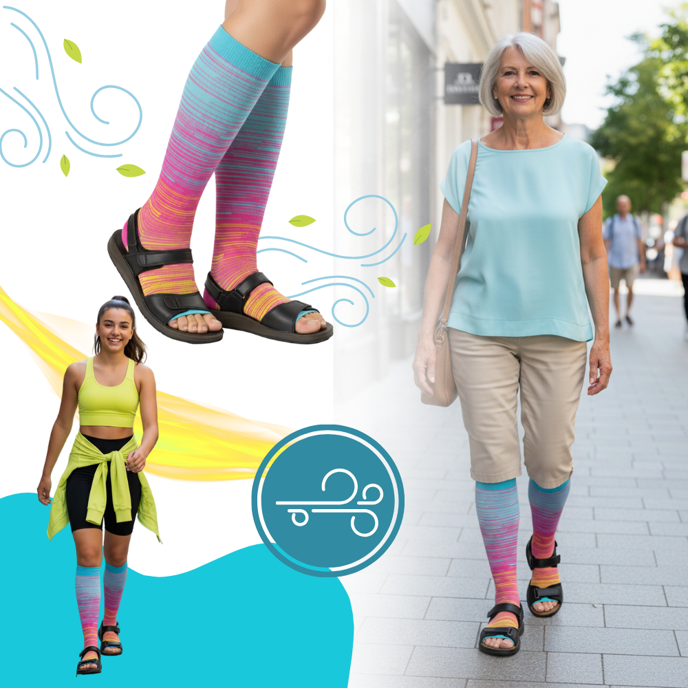 Calcetines elásticos de compresión con puntera abierta - Ozerty