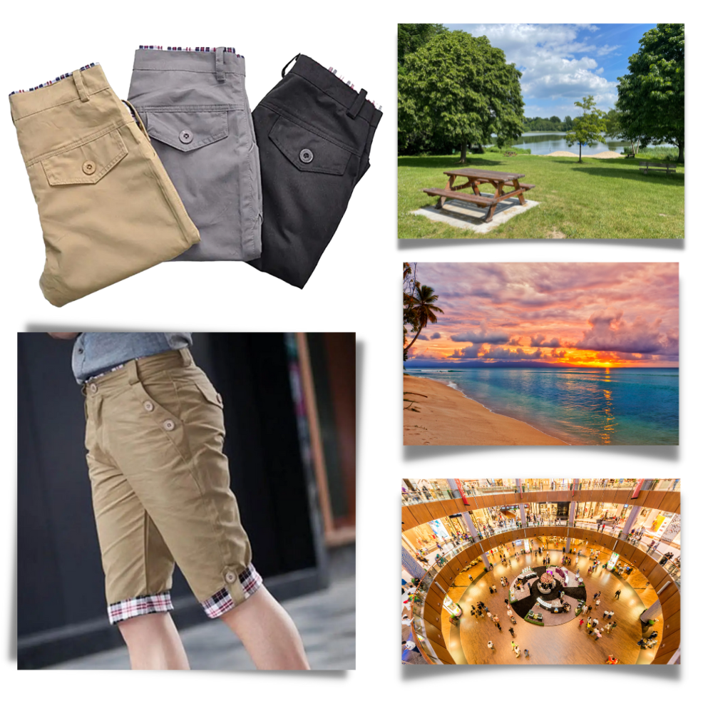 Pantalones cortos estilo cargo elegante para hombre
- Ozerty