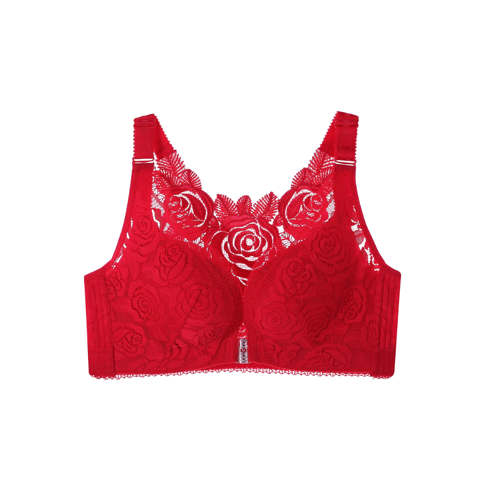 Elegante sujetador push-up de encaje -Rojo - Ozerty