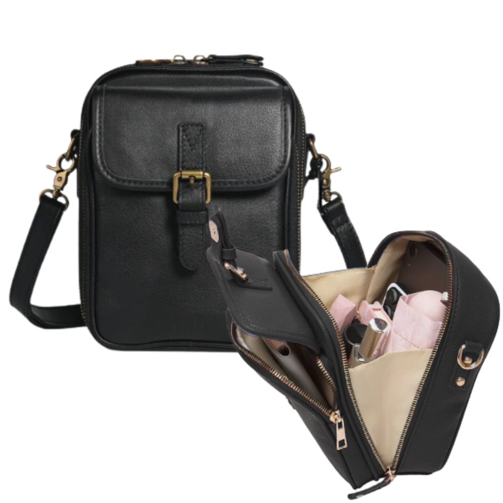 Bolso cruzado vintage estilo todo en uno -Negro - Ozerty