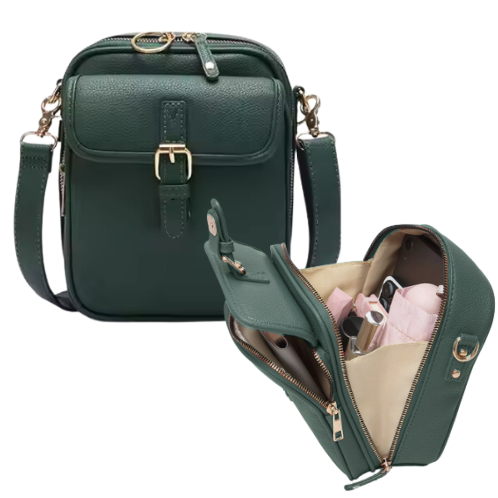 Bolso cruzado vintage estilo todo en uno -Verde - Ozerty
