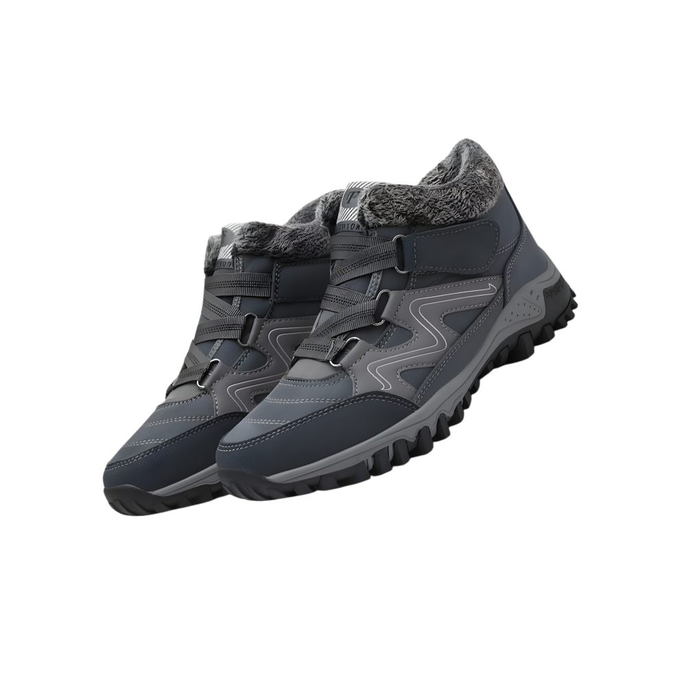 Zapatos cálidos de invierno con forro polar -Gris oscuro - Ozerty