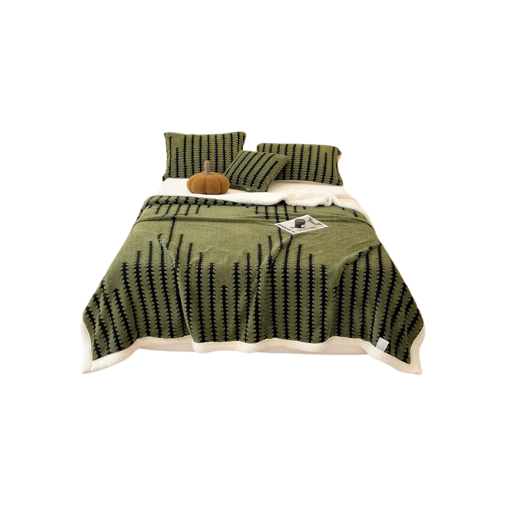 Manta de invierno Jacquard mullida -Verde - Ozerty