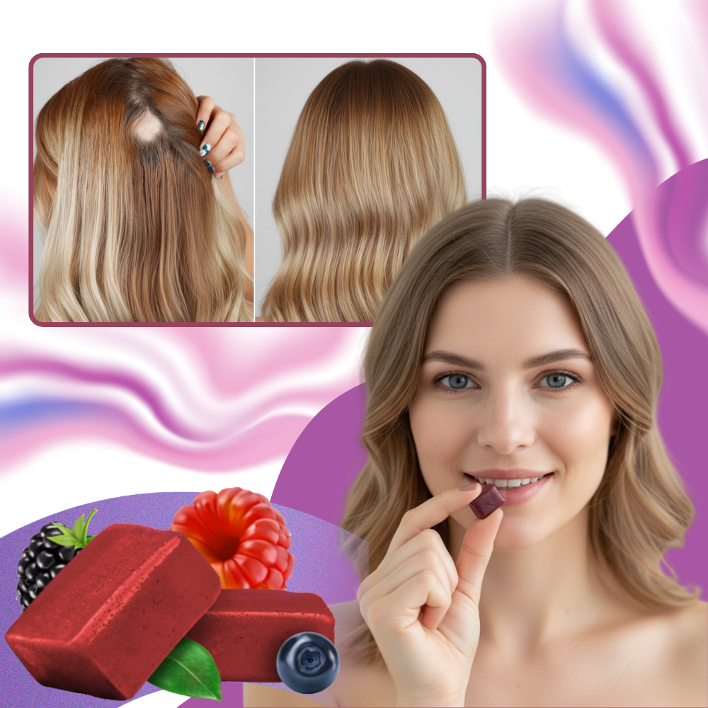 Gominolas de biotina para el cabello con sabor afrutado - Ozerty