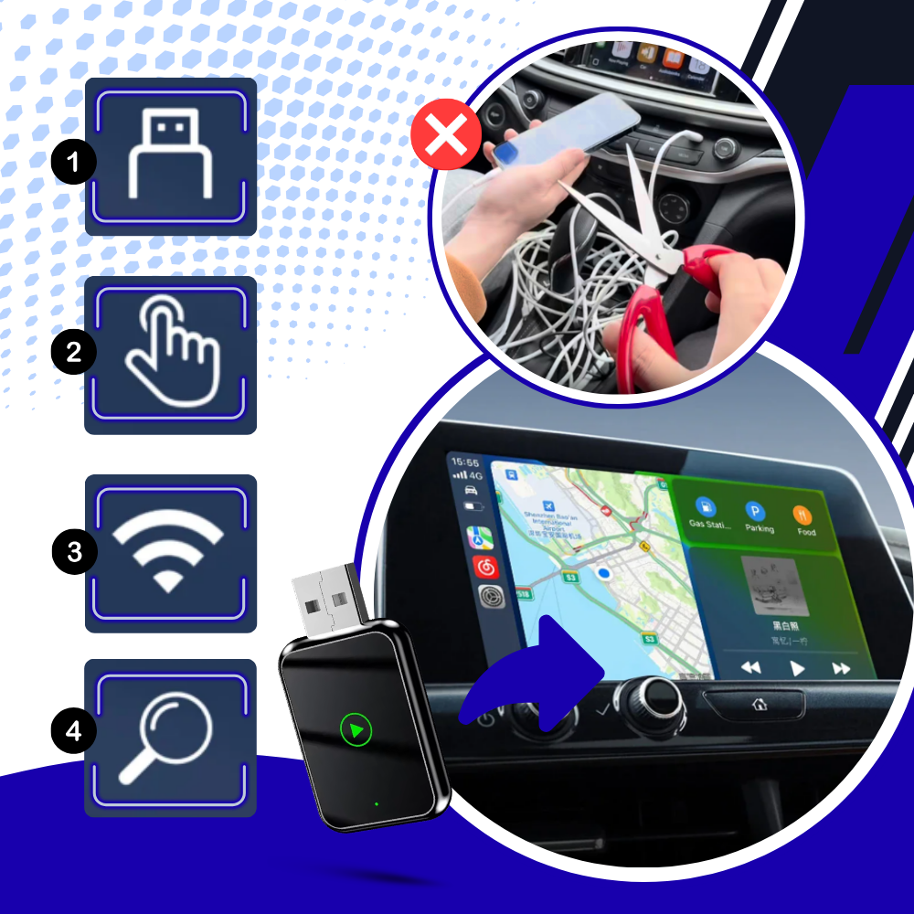 Carplay inalámbrico funcional y práctico - Ozerty
