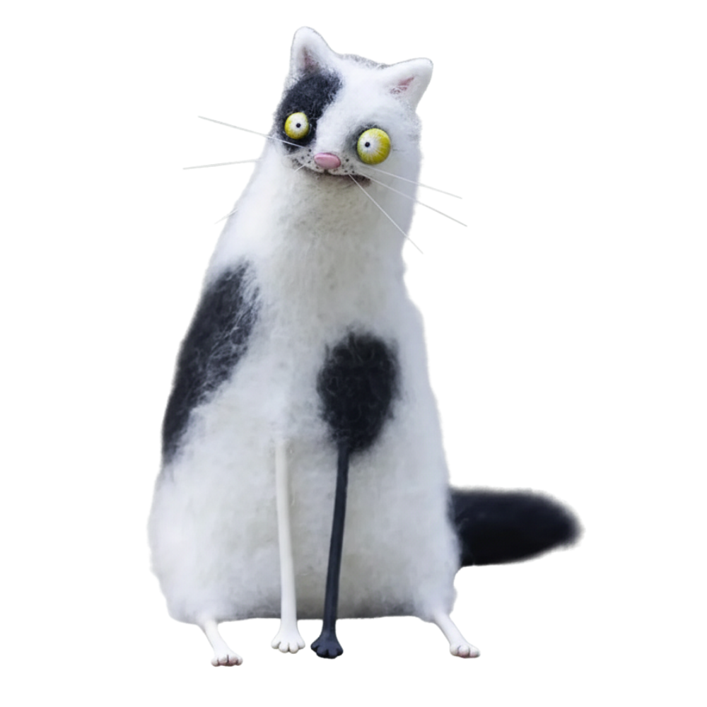 Gato decorativo divertido y despeinado -Gato manchado - Ozerty