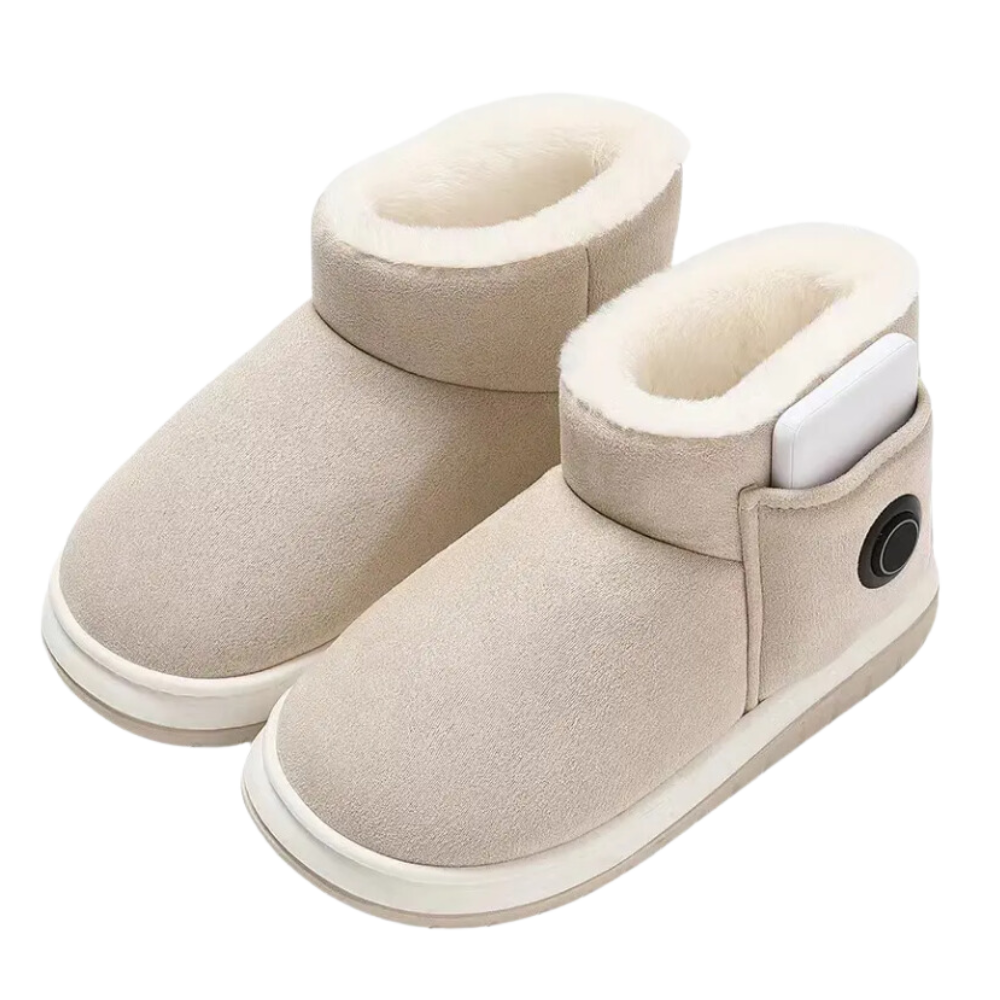 Zapatillas de algodón con calefacción mediante grafeno -Beige - Ozerty