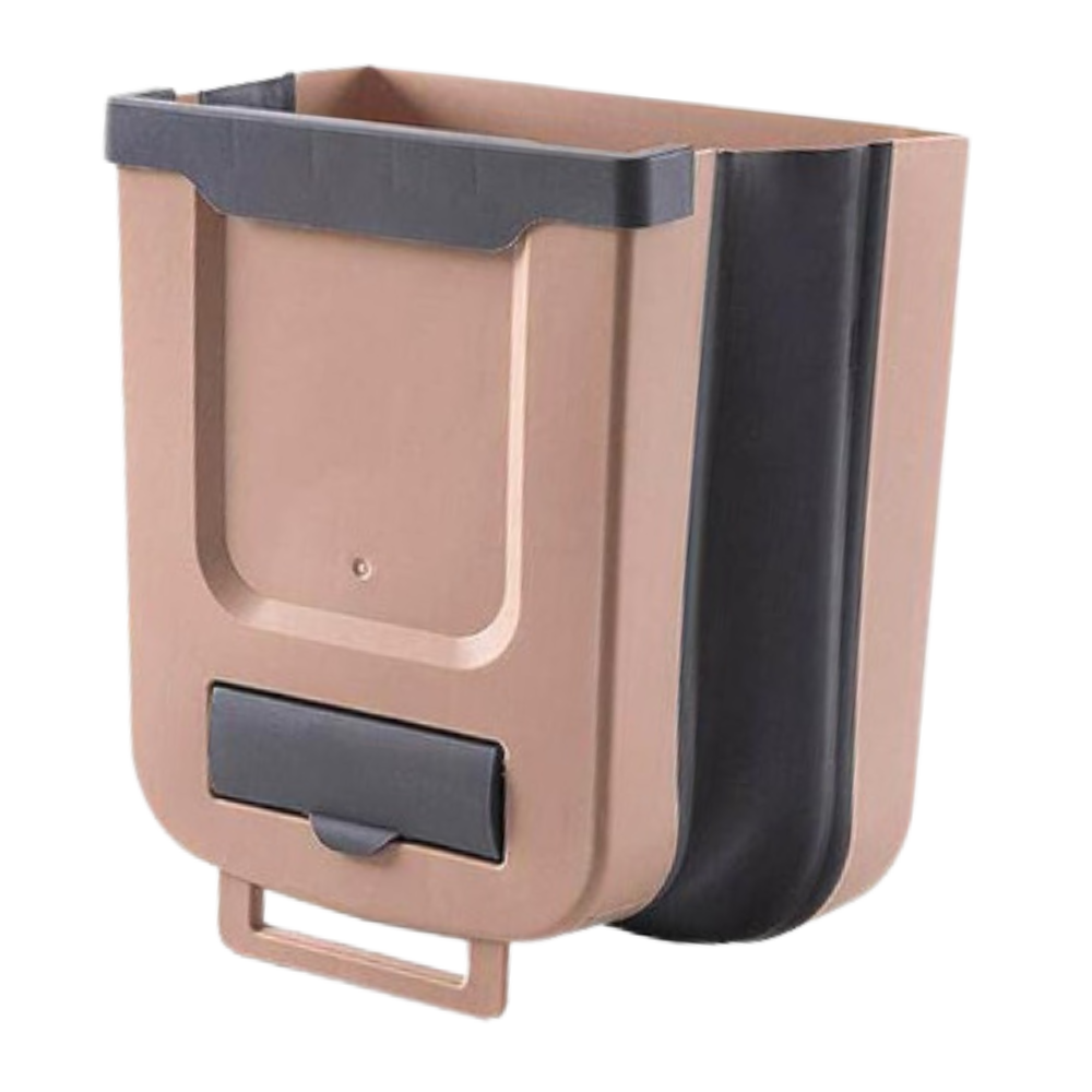 Cubo de basura plegable de gran capacidad -Café - Ozerty