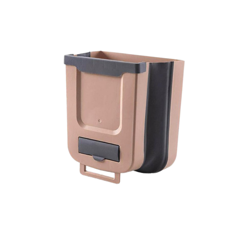 Cubo de basura plegable de gran capacidad -Café - Ozerty