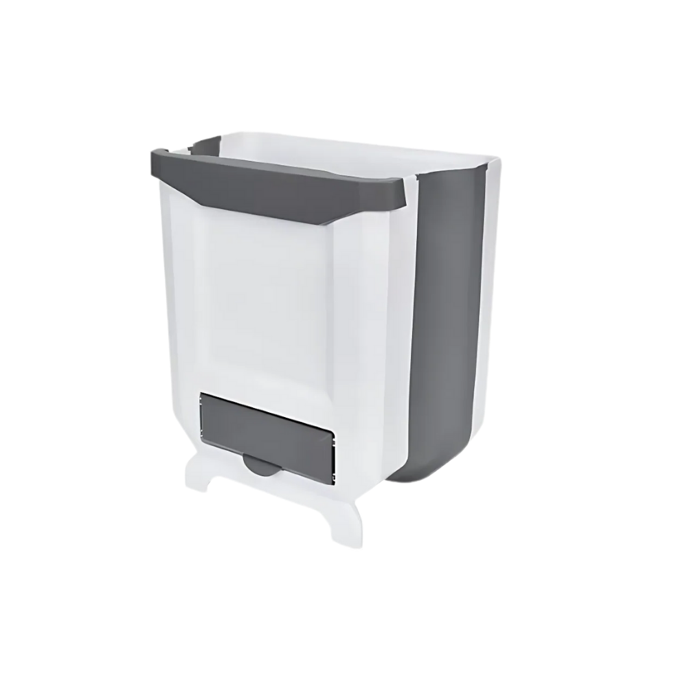 Cubo de basura plegable de gran capacidad -Blanco - Ozerty