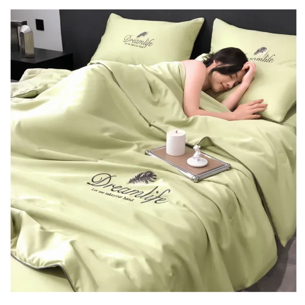 Funda nórdica de lino suave y seda de hielo -Cian/150X200 cmCian/180X220 cmCian/200X230 cm - Ozerty