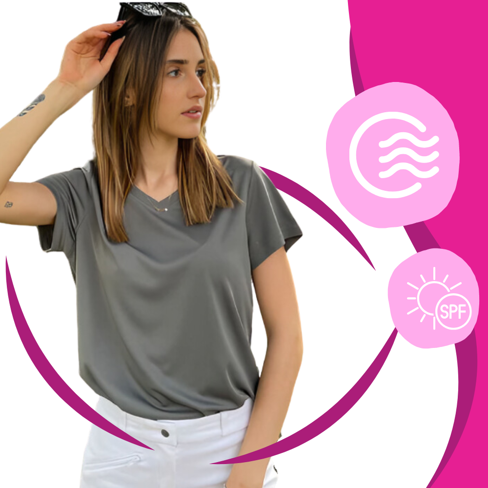 Camiseta de refrigeración instantánea para mujer con cuello de pico
- Ozerty