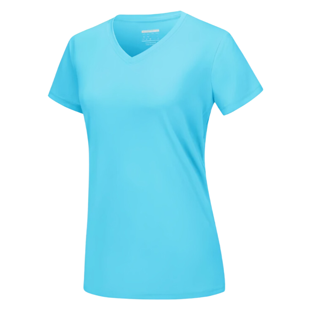 Camiseta de refrigeración instantánea para mujer con cuello de pico
-Azul hielo - Ozerty