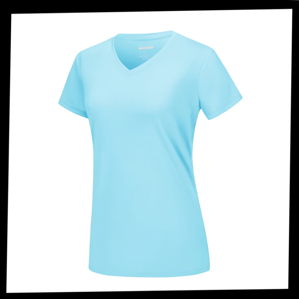 Camiseta de refrigeración instantánea para mujer con cuello de pico
- Ozerty