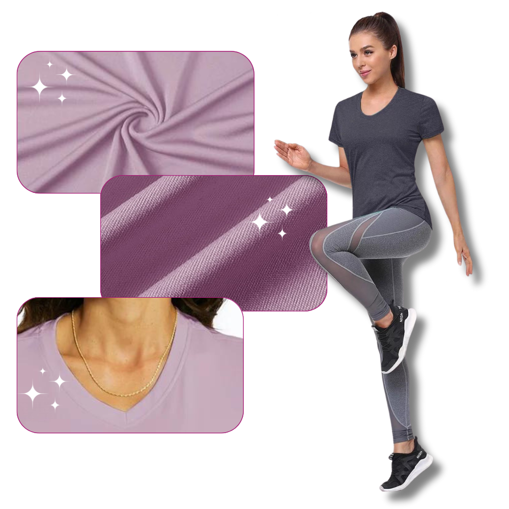 Camiseta de refrigeración instantánea para mujer con cuello de pico
- Ozerty