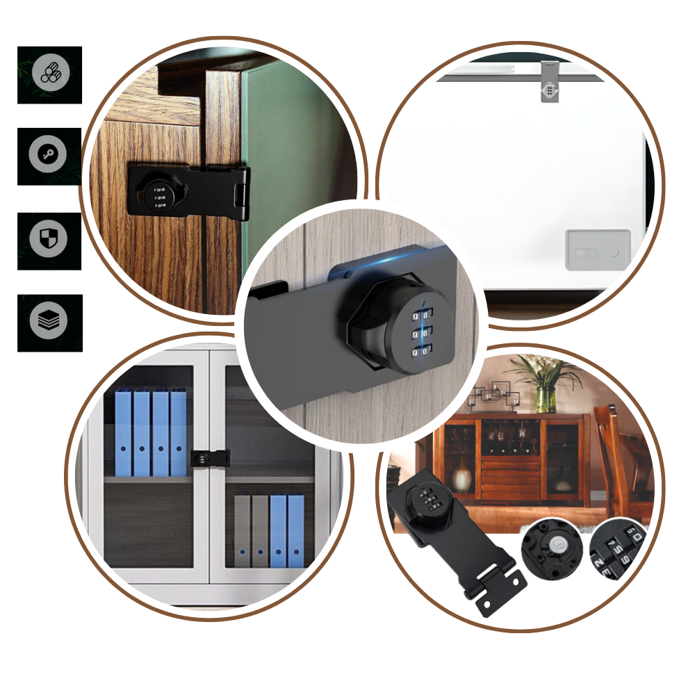 Cerradura de armario de instalación rápida y sin llave
- Ozerty