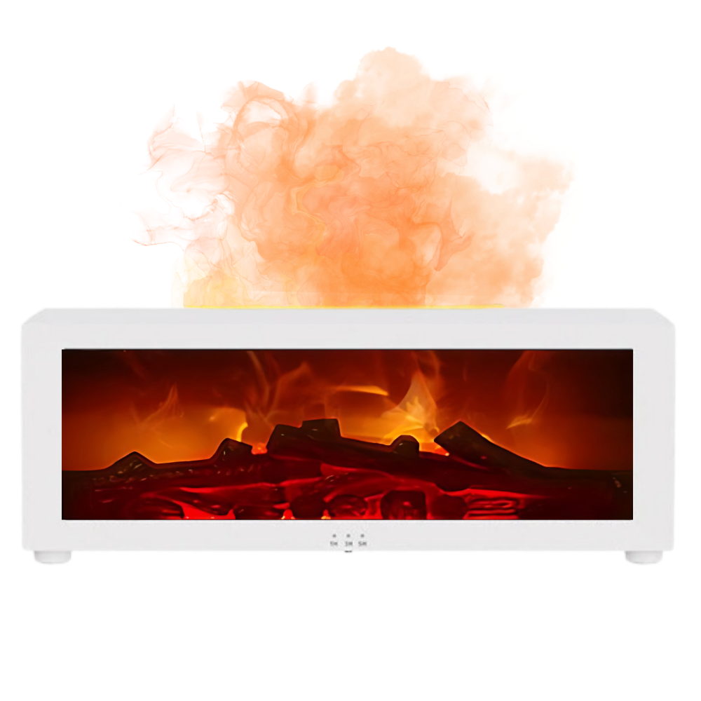 Difusor LED de aceites esenciales con aspecto de chimenea -Blanco - Ozerty